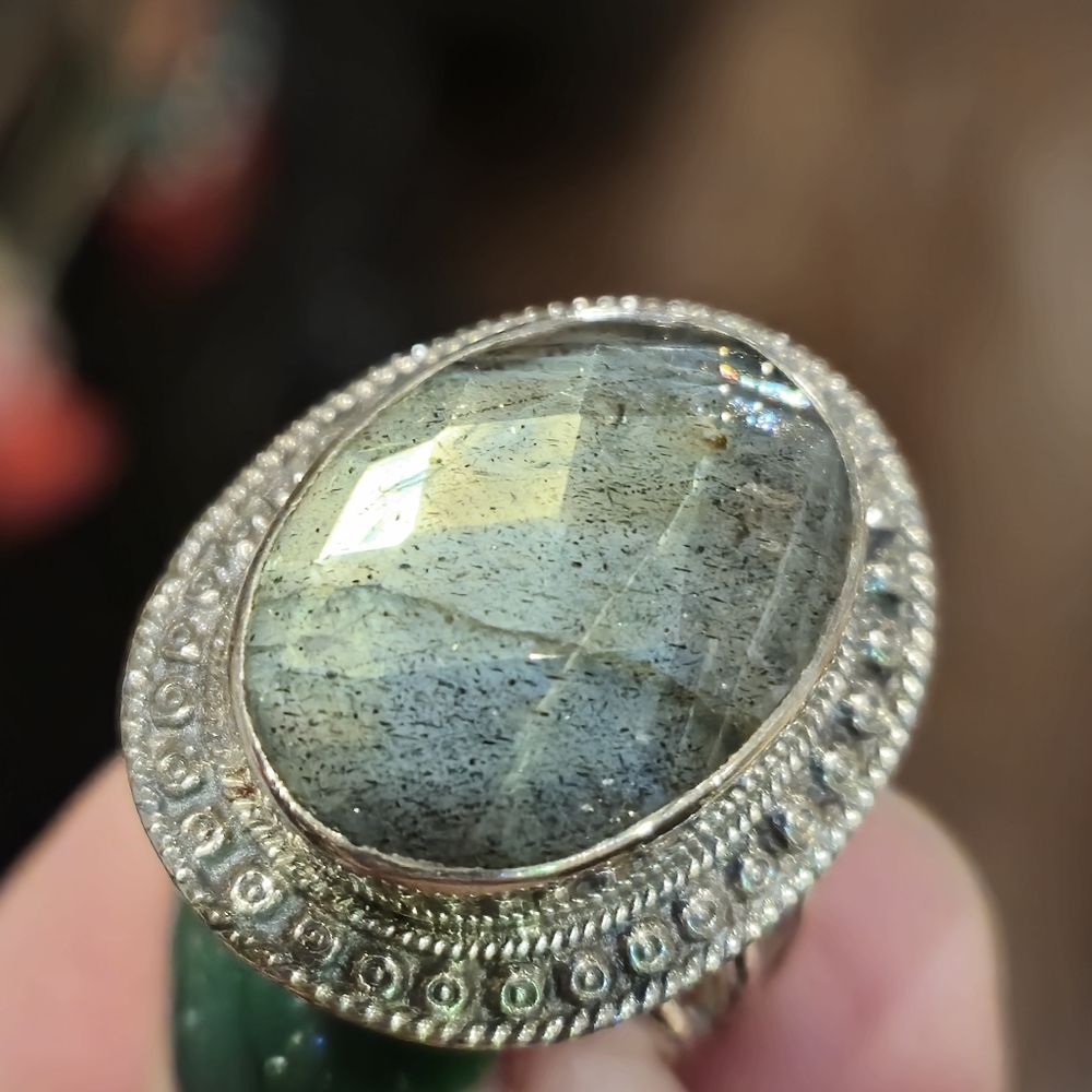 NICKY BUTLER 925 Sterling Silver Labradorite Solitaire Designer NB Ring Size 8